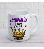 Kişiye Özel Kayınvalide Tasarımlı Sistem Yöneticisi Yazılı İsimli Seramik Kupa