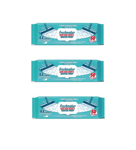 Freshmaker Karbonat ve Beyaz Sirke Katkılı Yüzey Yer Temizlik Mandallı Mop Havlusu - 50'li 3 Paket