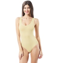 Kadın Çıtçıtlı Biyeli Kalın Askılı Body Ten  K0602