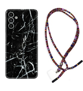 Samsung A23 A31 A32 A50 A51 A52 A53 A70 Kılıf Boyun Asklı Rasta Silikon Black Marble 3 1382