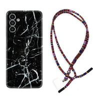 Samsung A23 A31 A32 A50 A51 A52 A53 A70 Kılıf Boyun Asklı Rasta Silikon Black Marble 3 1382