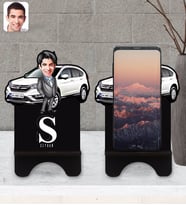 BK Gift Kişiye Özel Plakalı Erkek Honda CR-V Karikatürlü Ahşap Biblo Telefon Standı-1