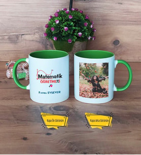 Matematik Öğretmeni Kupa Bardak Yeşil Fotoğraflı Öğretmenler Günü Hediyesi