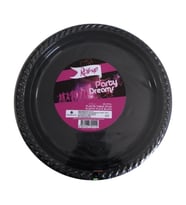 Roll-Up Kullan At Renkli Siyah Parti Davet Plastik Tabak - 22 Cm. - 25 Adetlik Paket