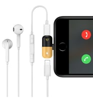 iPhone Uyumlu 7 8 X 11 Lightning Splitter 2 in 1 Şarj Kulaklık Çoklayıcı (Beyaz-Turkuaz)