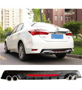Toyota Corolla E170 Siyah Difüzör Difizör Yuvarlak Egzoz Görünüm Reflektörlü