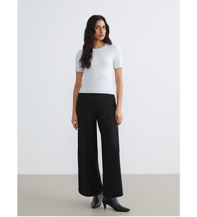 LCW Modest Siyah Beli Lastikli Geniş Paça Kadın Pantolon
