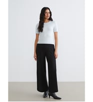 LCW Modest Siyah Beli Lastikli Geniş Paça Kadın Pantolon
