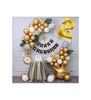 Kral Taçlı Gold Zincir Balon Doğum Günü Seti 2 Yaş