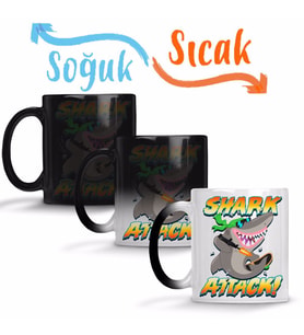 Shark Attack Sihirli Kupa Bardak Porselen