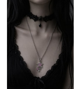 Pembe Yıldız Figürlü Gotik Kolye Metal Zincir Unisex Aksesuar