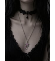 Pembe Yıldız Figürlü Gotik Kolye Metal Zincir Unisex Aksesuar