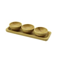3PCS - SUNUM TEPSİLİ MİNİ - ÇAP: 6CM AHŞAP BAMBU LOKUMLUK - ÇEREZLİK KASE (5343)
