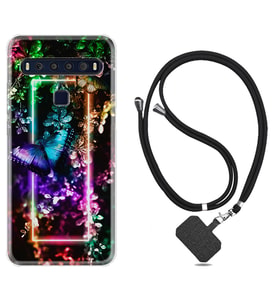 TCL 10L 10 Plus 10SE 20E 20SE 30 L7 Kılıf Boyun Askılı Silikon Butterfly Neon 1684