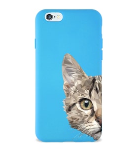 Apple iPhone 6s Uyumlu Lansman Kılıf Catface Tasarımlı İçi Kadife Kapak-Mavi (Şeffaf)