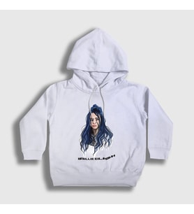 Presmono Unisex Çocuk Beyaz PO Billie Eilish Kapüşonlu Sweatshirt 154721tt (Beyaz)