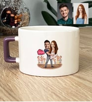 Kişiye Özel Karikatürlü Dans Eden Sevgililer Lüks Fincan Sevgililer Günü Hediyesi