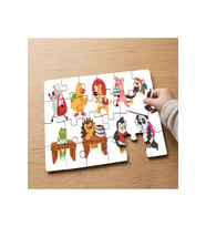 Sevimli Öğrenci Hayvanlar Tasarımlı 24 Parça Ahşap Çocuk Puzzle MPK0082