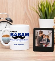 Kişiye Özel Canım Babam Tasarımlı Beyaz Kupa Bardak Ve Siyah Çerçeve