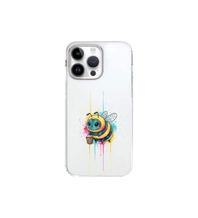 iPhone 14 Pro ile uyumlu Splash arı tasarımlı şeffaf silikon kılıf