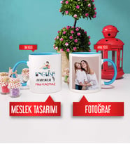 İngilizce Öğretmenine Hediye İngilizce Öğretmeni Kupa Bardak Mavi Fotoğraflı