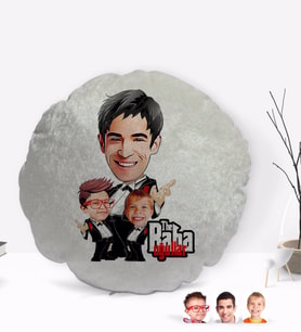 BK Gift Kişiye Özel Godfather Baba Oğullar Karikatürlü Yuvarlak Dekoratif Kırlent Yastık-1