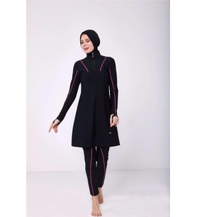 Tesmay 2153 PERFORMANS Tarz Tam Kapalı Tesettür Mayo (Siyah)