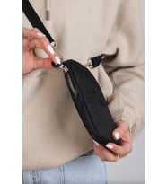 M 226 Mega Bag Krinkıl Kumaş Unisex Küçük Omuz Çantası, Telefonluk (Siyah)