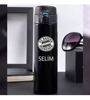 Kişiye Özel Lazer Baskılı 500ml Çelik Takım Baskılı Termos – Sızdırmaz, Vakumlu, Kilitli Kapak (Siyah)