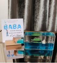 Babalar Günü'ne Özel Batmayan Gemi Şişe & Babalar Günü Gift Kart ve Ahşap Not Tutucu