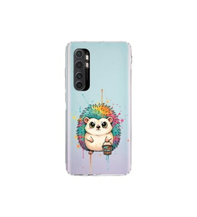 Xiaomi Mi Note 10 Lite ile Uyumlu Splash Kirpi Tasarımlı Şeffaf Silikon Kılıf