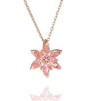 925 Ayar Gümüş Rose Kaplama Pembe Renkli Lotus Çiçeği Kolye