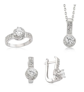 Zirkon Taşlı 925 Ayar Gümüş Kadın Set