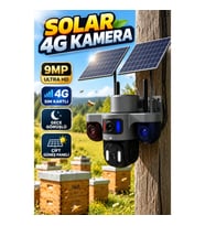 Solar 4G Güvenlik Kamerası 9MP 3 Lensli Çift Güneş Panelli Gece Görüşlü