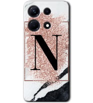 İnfinix Note 30 Pro Kılıf HD Desen Baskılı Kılıf - Pembe Mermer Desenli N Harfi