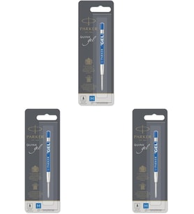 Parker 1950346 Jel Tükenmez Kalem Yedeği, Orta Kalınlıkta Uç, Mavi, Gri 3Lü Paket (Standart)