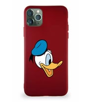 Apple iPhone 11 Pro Max Soft Premier Kapak Donald Duck-F Tasarımlı Silikon Kılıf - Mürdüm (Şeffaf)
