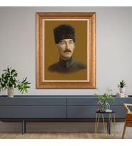 Altın Varaklı Çerçeveli Paspartulu Atatürk Tablo z4520 (Gold)