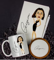 Kişiye Özel Karikatür Tasarım Defter Kalem Kupa Ve Bardak Altlığı Hediye Seti 96242