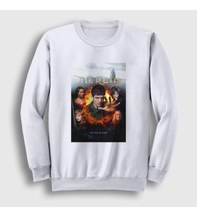 Presmono Unisex Beyaz Merlin Dizi Sweatshirt 428498tt (Beyaz)
