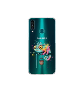 Samsung Galaxy A20S ile Uyumlu Splash Bukalemun Tasarımlı Şeffaf Silikon Kılıf