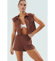 Pamuklu Yazlık Plaj Takımı Tropikal Desen Fitted Kalıp Özenle Seçilmiş Yüksek Kalite Modern Stil