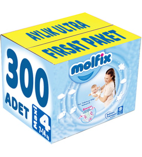 Molfix Bebek Bezi 4 Beden 7-14 KG Maxi 300 Adet Aylık Ultra Fırsat Pk