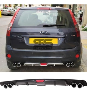 Ford Fiesta 2003-2008 Difüzör Arka Tampon Eki 4 Egzoz Çıkışlı Siyah