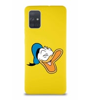 Samsung Galaxy A71 Soft Premier Kapak Donald Duck-E Tasarımlı Silikon Kılıf - Sarı (Şeffaf)