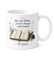 Kişiye Özel Kelime Defteri Temalı Kupa Bardak İsimli Hediye