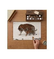 Anne ve Yavru Kaplan Tasarımı 240 parça Ahşap Puzzle Ahşap Kutuda MP04628