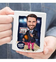 Kişiye Özel Basket Koçu Erkek Karikatürlü Kupa Bardak