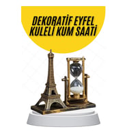 Dekoratif Eyfel Kulesi ve Kum Saati Vintage Tarzı Masa Süsü Biblo