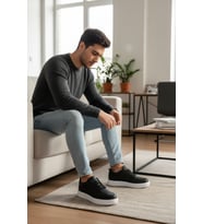 Enoch Mikro Delik Detaylı ve Kalın Düz Tabanlı Erkek Casual Sneaker